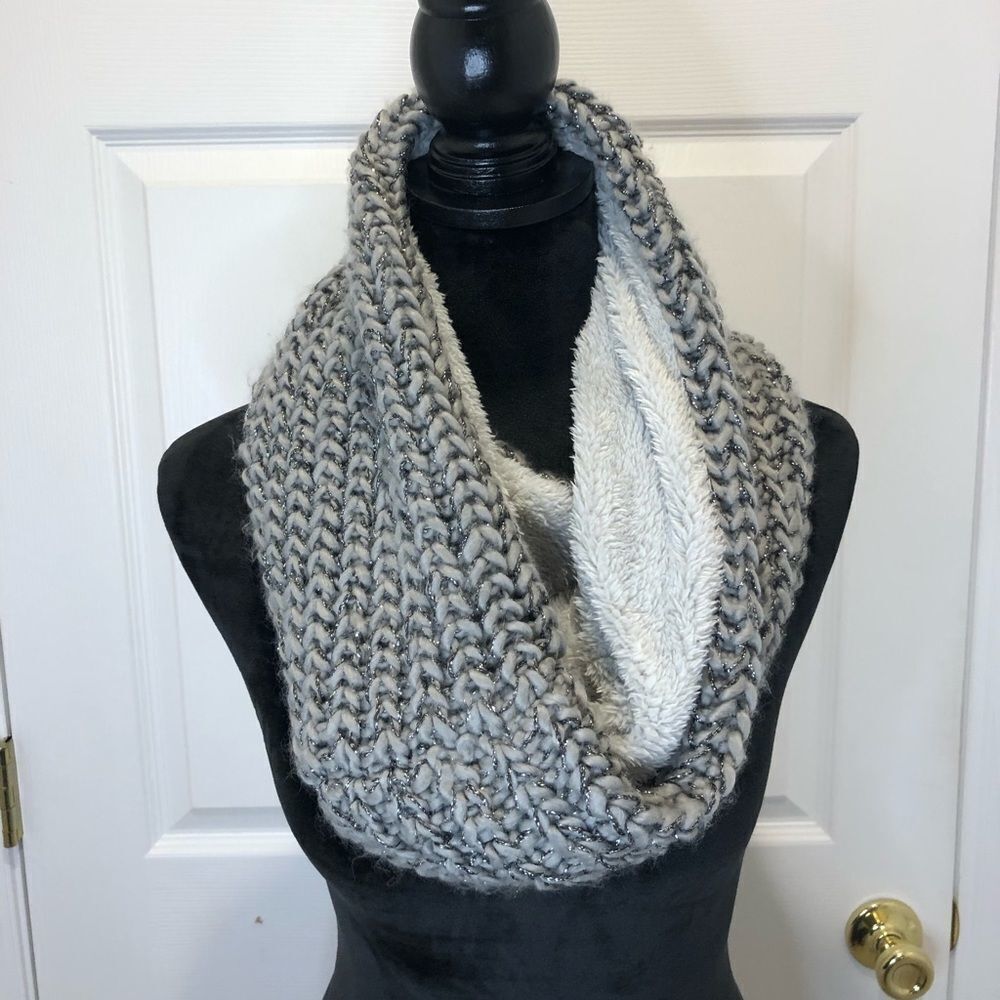 Juicy Couture silver gray metallic infinity scarf